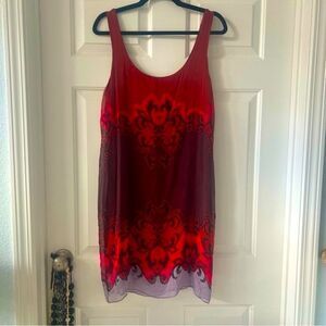 Anthropologie Bailey 44  100% silk red and maroon sun dress